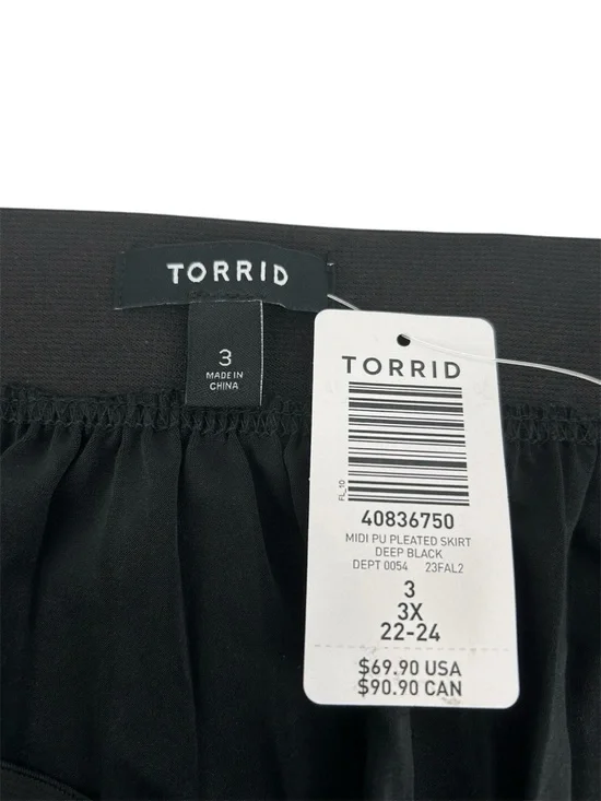 NWT Torrid Midi PU Pleated Skirt in Deep Black Size 3 3X NEW - Picture 7 of 9